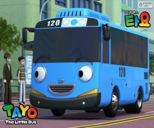 пазл ТАЙО веселый и оптимистичный голубой автобус